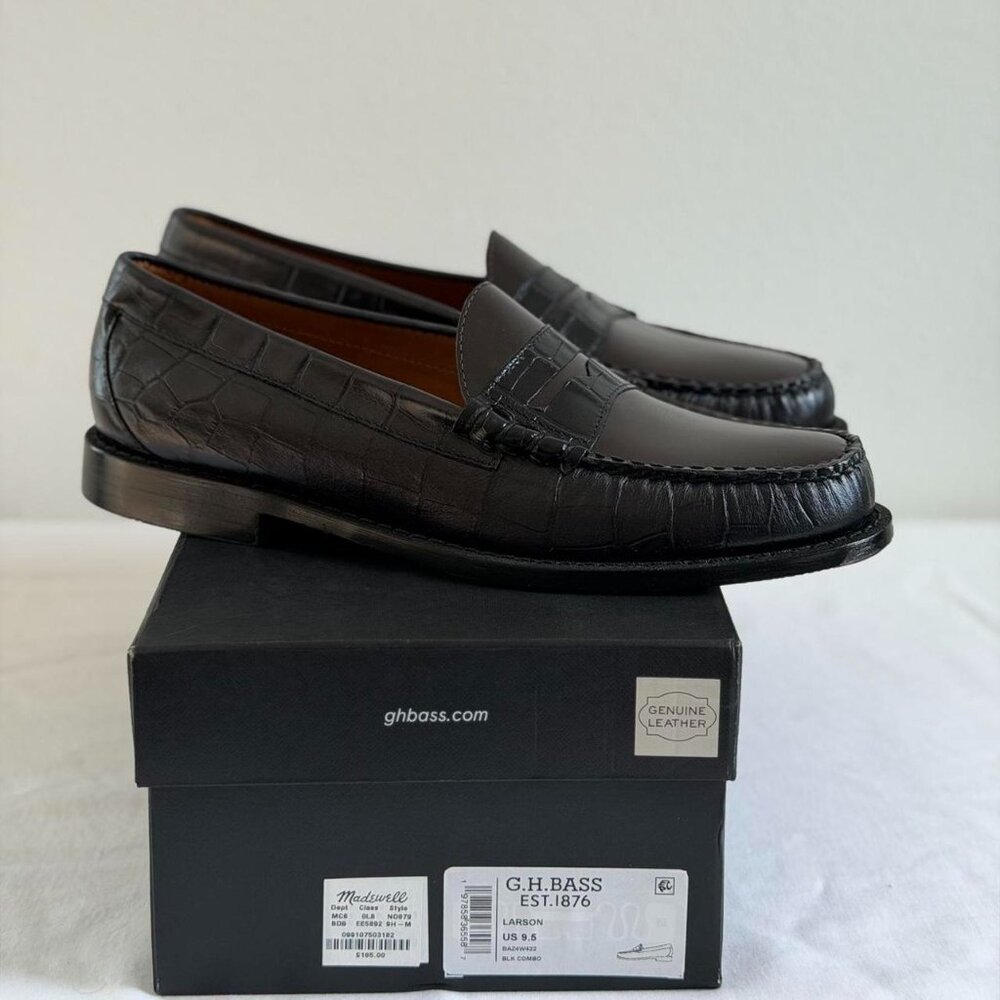 Madewell x G.H.BASS Larson Weejuns Loafers in Black Dark Brown, Size 9.5 - Picture 2 of 9